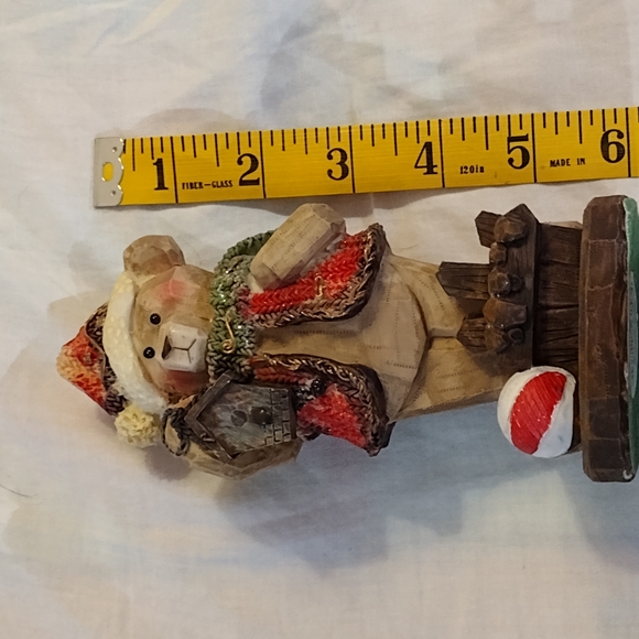 Festive Bear Figurine with Red and Brown Accents - Picture 5 of 7